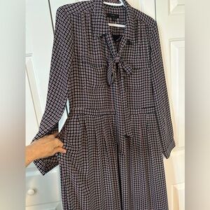 J. Crew Navy and White Geometric Midi Dress